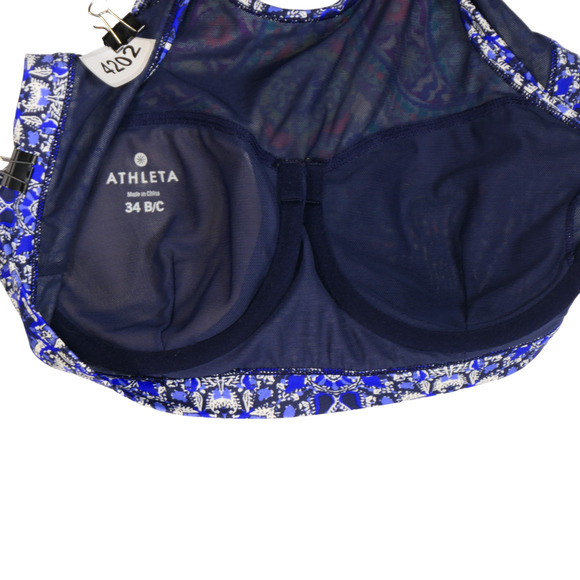Athleta Blue Baja Bra High Neck Bikini Top Size 34 B C Criss Cross Underwire - Picture 8 of 10